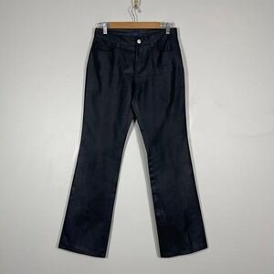 Y2K Tommy Jeans Low Rise Shimmer Pant SZ 7 BLK Poly Bootcut Streetwear Fashion